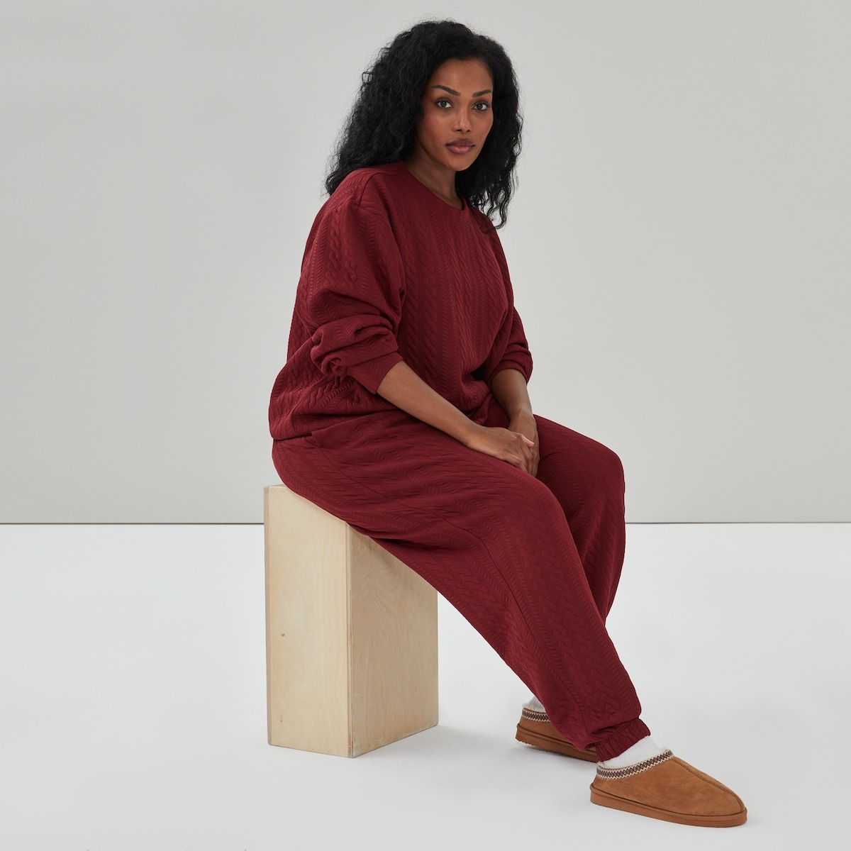 Women+ Active Quilted Sweatpant - Burgundy