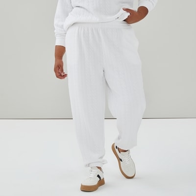 Pantalon en molleton sport matelassé Femmes+ - Blanc