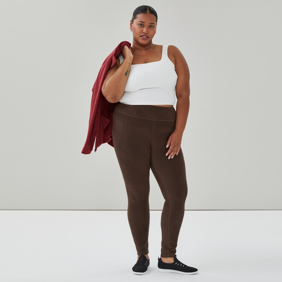 Women+ Active Super Stretch Fleece Legging - Dark Brown