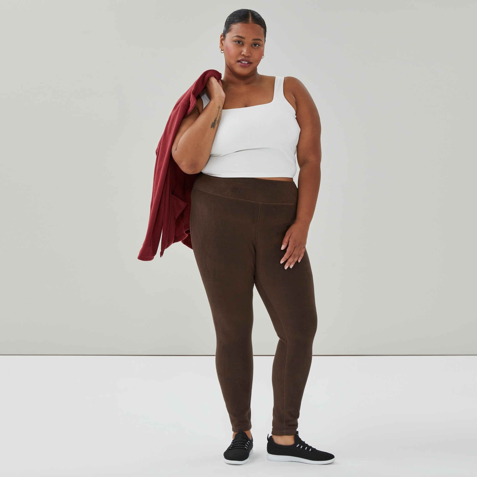 Women+ Active Super Stretch Fleece Legging in Dark Brown from Joe