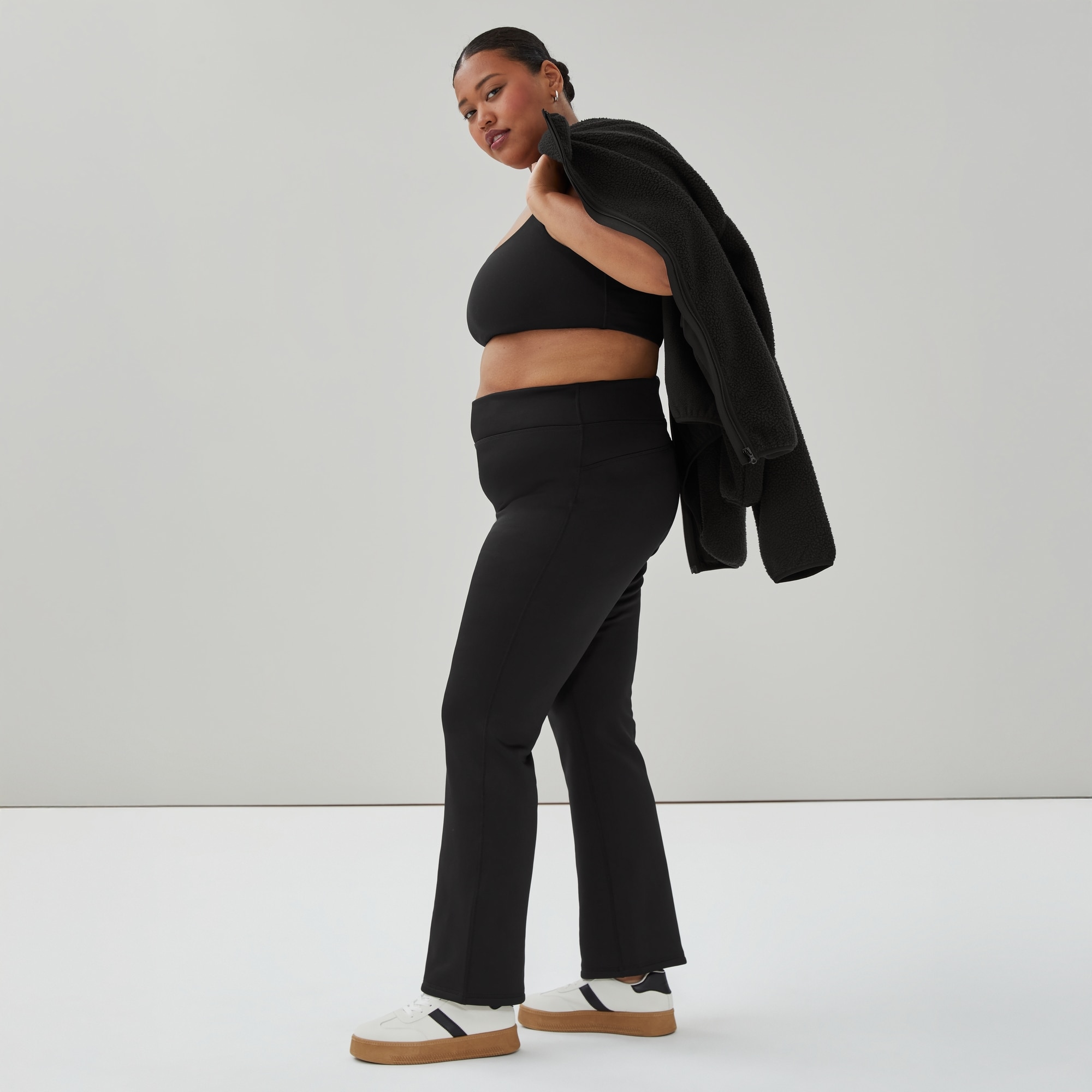 Women+ Active Fleece Straight Pant in Black from Joe Fresh