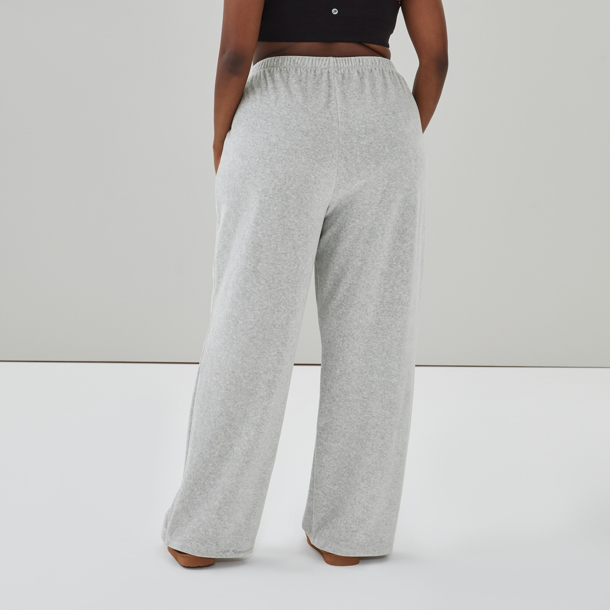 Women+ Active Velour Wide Leg Pant in Grey Mix from Joe Fresh
