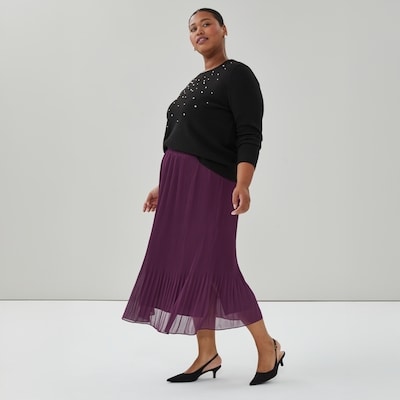 Women+ Chiffon Pleated Midi Skirt - Dark Plum