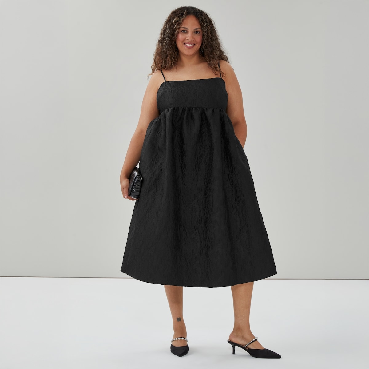 Robe midi en tricot jacquard Femmes+ - Noir Jf