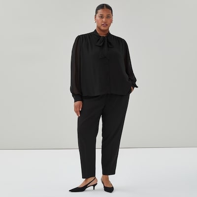 Women+ Chiffon Bow Blouse - JF Black