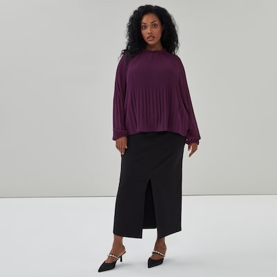 Women+ Chiffon Pleated Blouse - Dark Plum