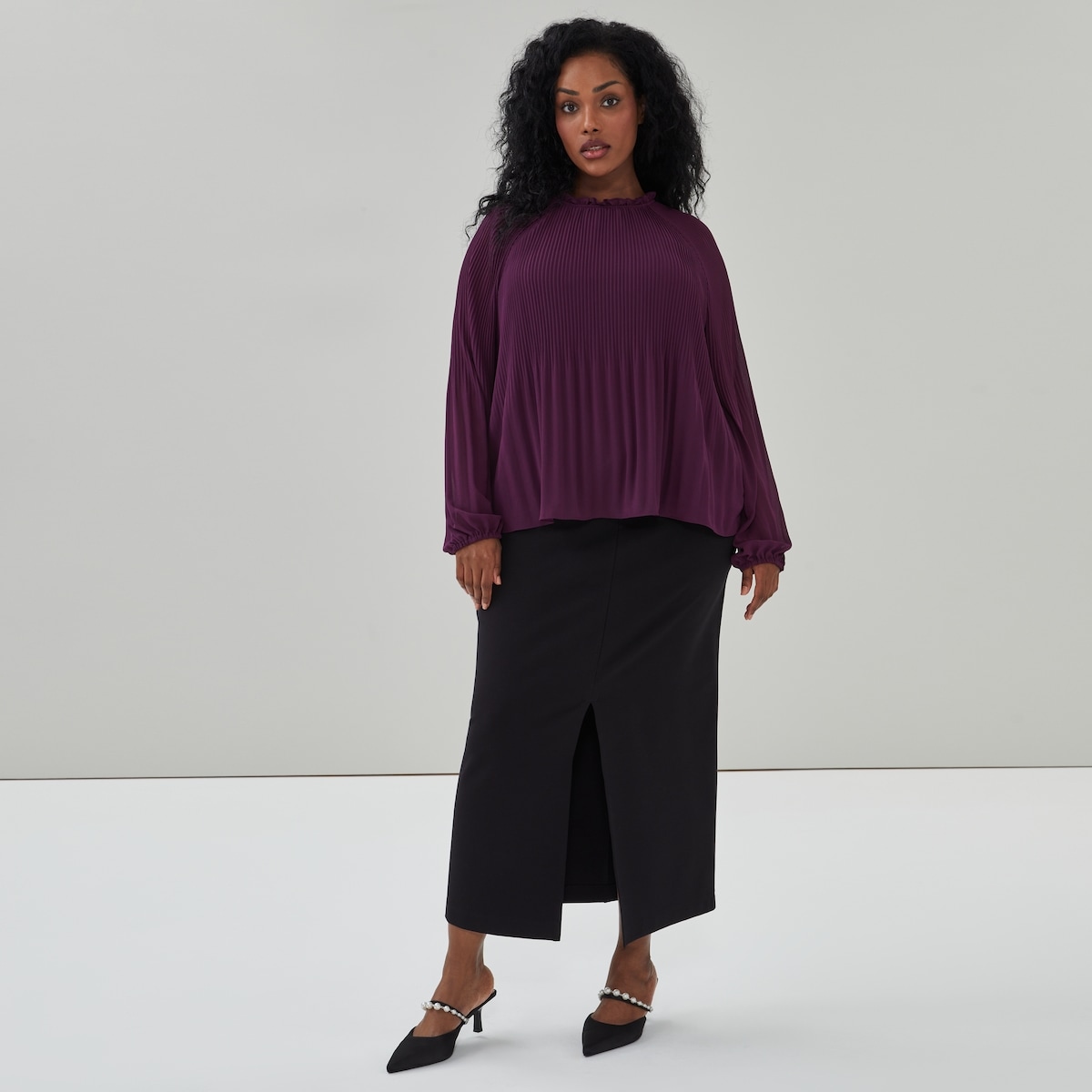 Blouse plisse en mousseline Femmes+