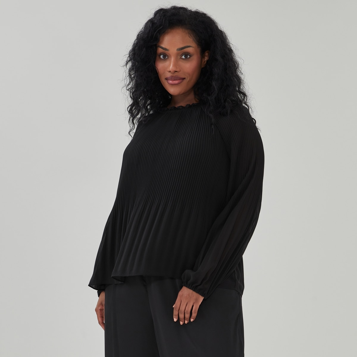 Blouse plisse en mousseline Femmes+ - Noir Jf