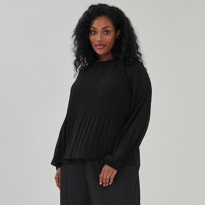 Women+ Chiffon Pleated Blouse - JF Black
