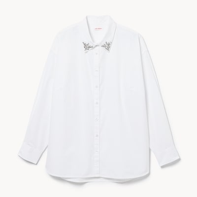 Chemise en popeline à col décoré Femmes+ - Blanc pur