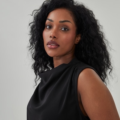 Women+ Sleeveless Crepe Top - JF Black