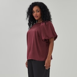 Joe Fresh Women+ Satin Puff Sleeve Blouse 1 ea, $35.00/1ea