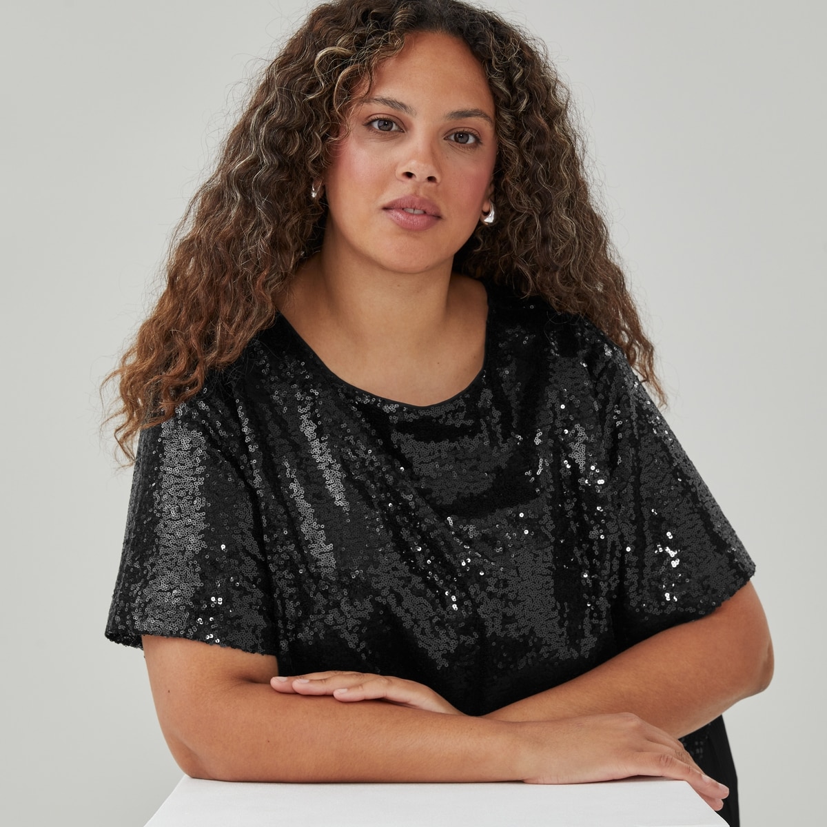 Women+ Sequin T-Shirt - Black