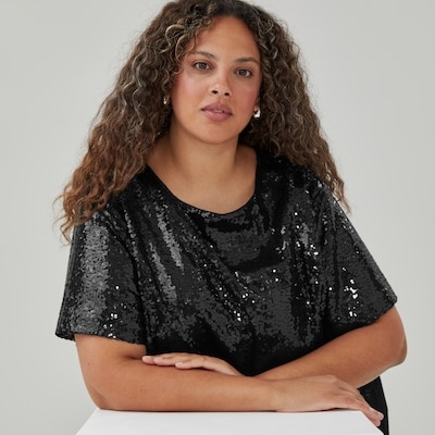 T-shirt à paillettes Femmes+ - Noir