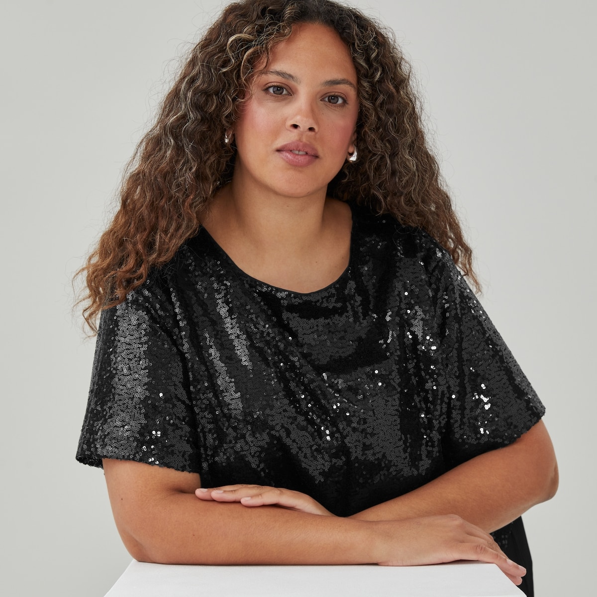 Women+ Sequin T-Shirt - Black