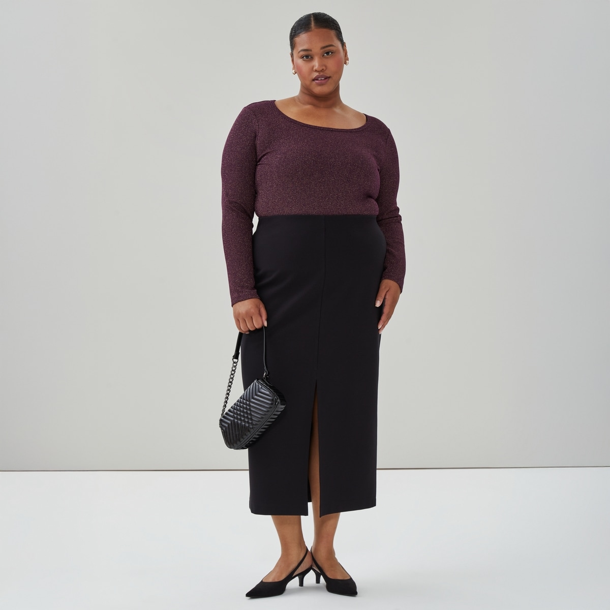 Haut ctel  manches longues Femmes+, fil Lurex