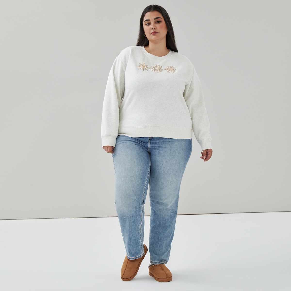 Chandail en molleton  broderie Femmes+, flocons