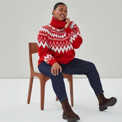 Women+ Fair Isle Turtleneck - Red