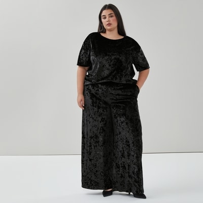 Women+ Crushed Velvet T-Shirt - JF Black