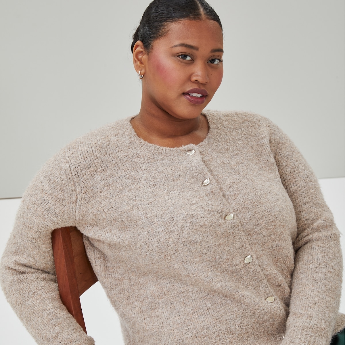 Cardigan en tricot boucl Femmes+