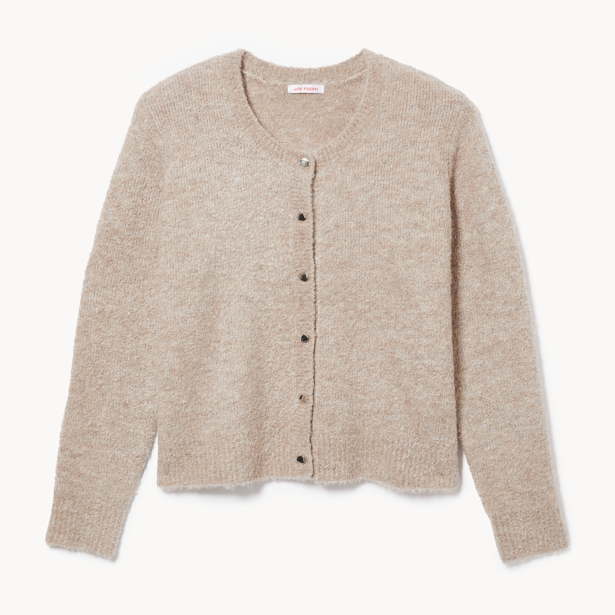 Cardigan en tricot bouclé Femmes+ in Taupe from Joe Fresh
