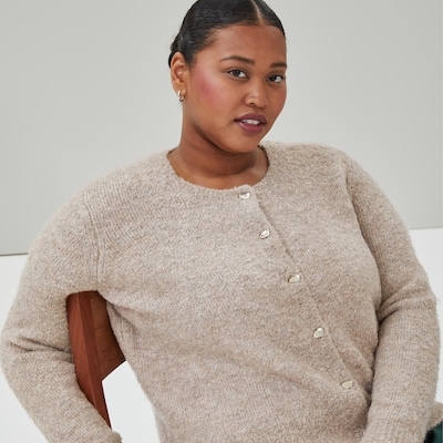 Cardigan en tricot bouclé Femmes+ - Taupe