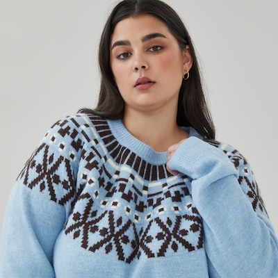 Women+ Fair Isle Sweater - Dusty Blue