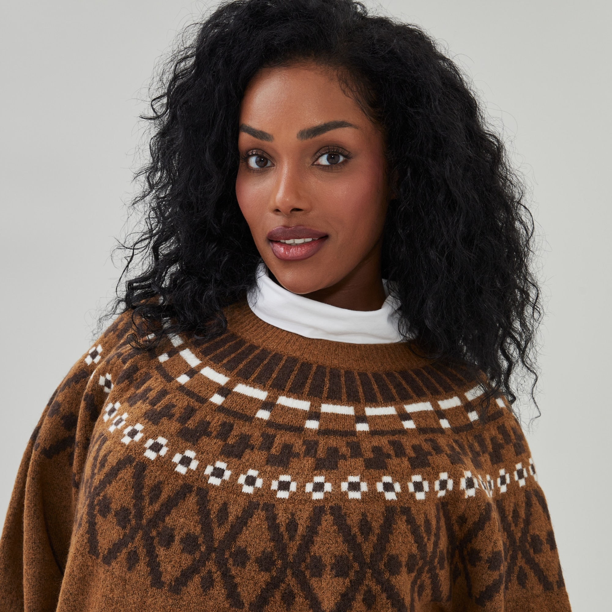 Women+ Fair Isle Sweater in Light Brown from Joe Fresh