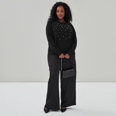 Women+ Embellished Sweater - Black