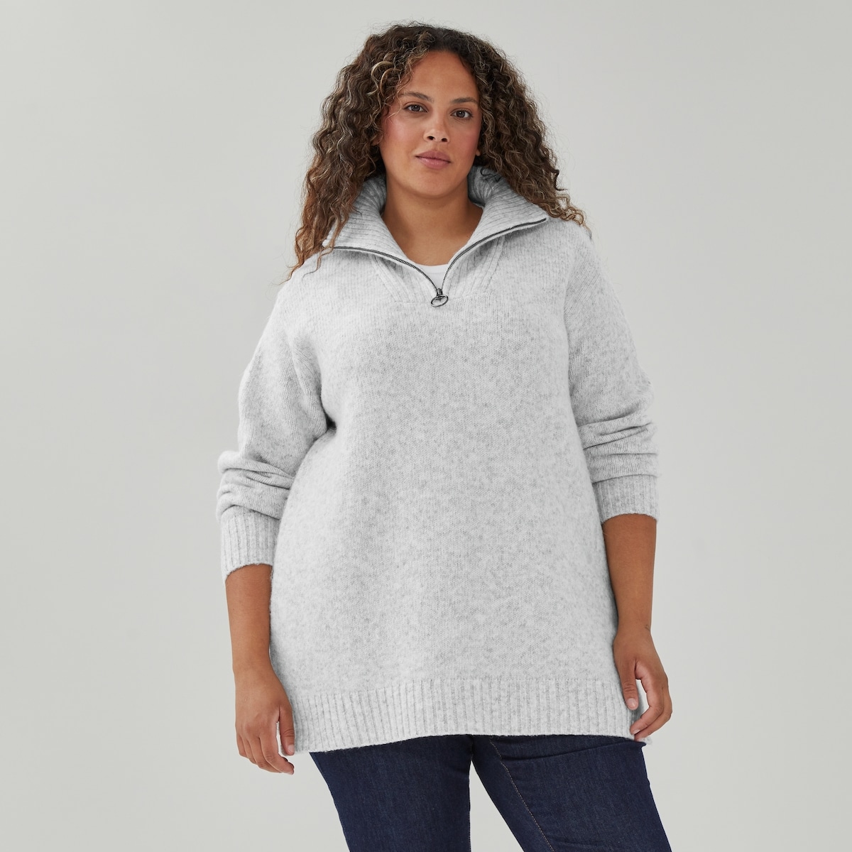 Women+ Quarter-Zip Pullover - Light Grey Mix