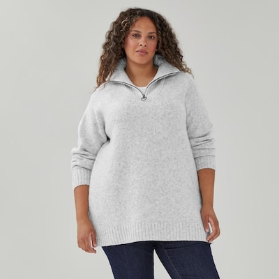 Women+ Quarter-Zip Pullover - Light Grey Mix