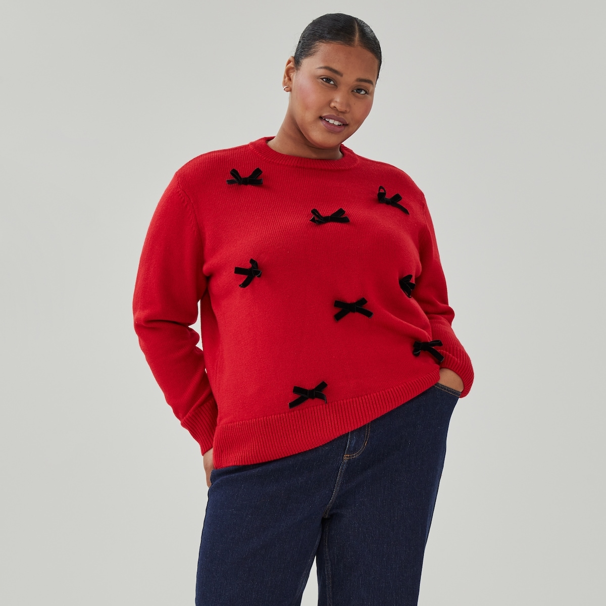 Chandail festif en tricot avec boucles Femmes+