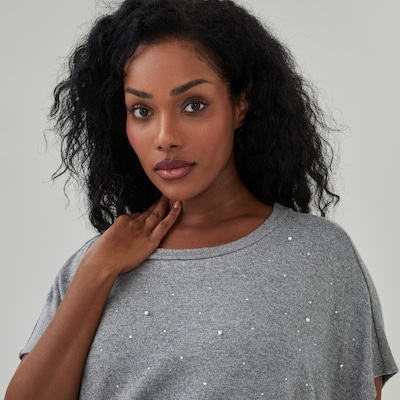 Women+ Embellished T-Shirt - Grey Mix