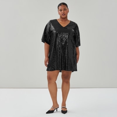 Robe t-shirt à paillettes Femmes+ - Noir