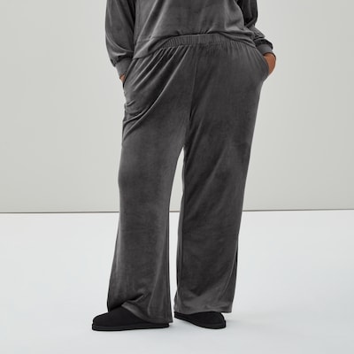 Women+ Velour Wide Leg Pant - Ash Grey
