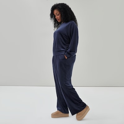 Pantalon à jambe large en velours Femmes+ - Marine foncé