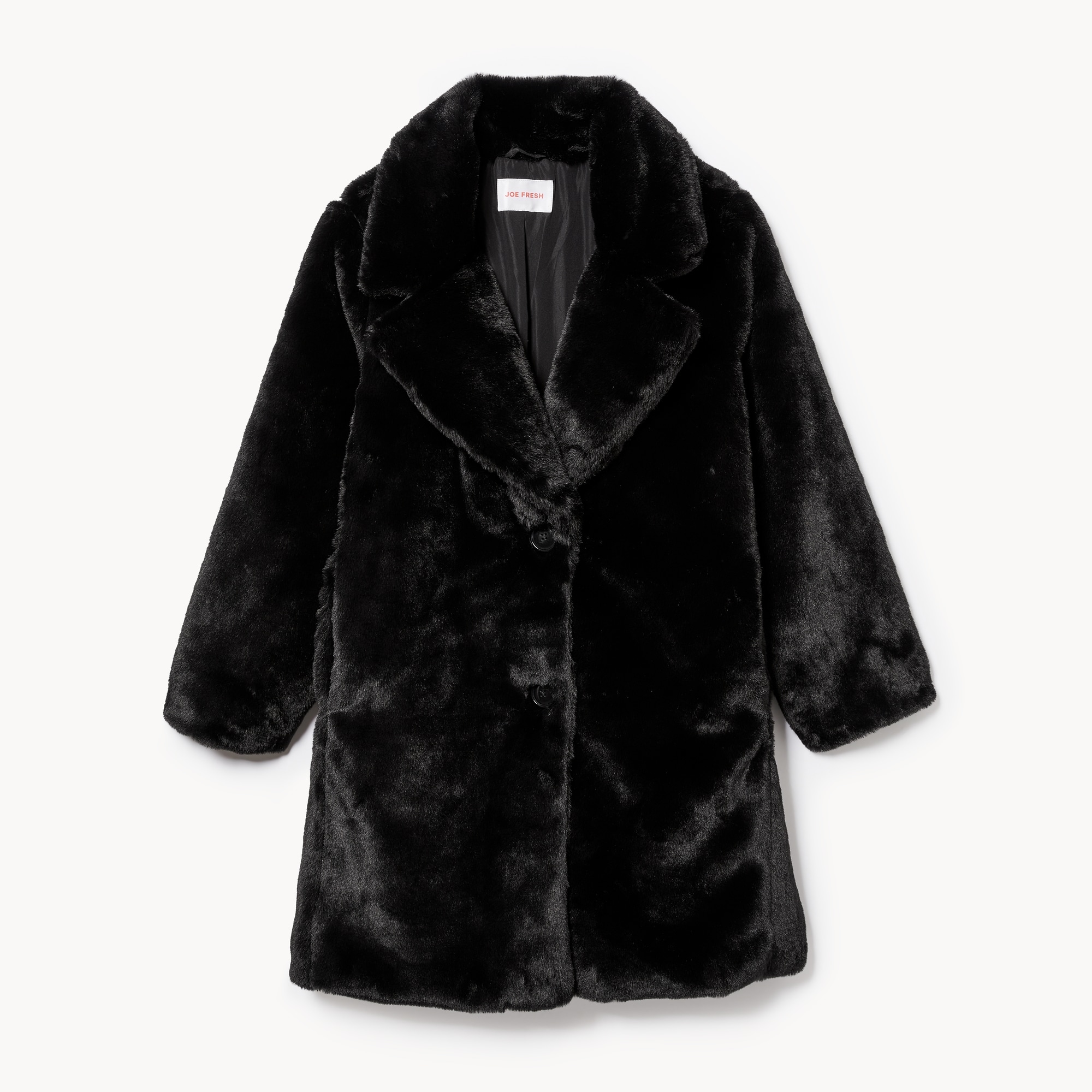 Women+ Faux Fur Coat in JF Black from Joe Fresh