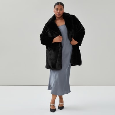 Women+ Faux Fur Coat - JF Black
