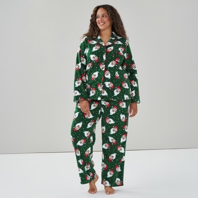Ensemble pyjama des Fêtes Femmes+, père Noël - Vert