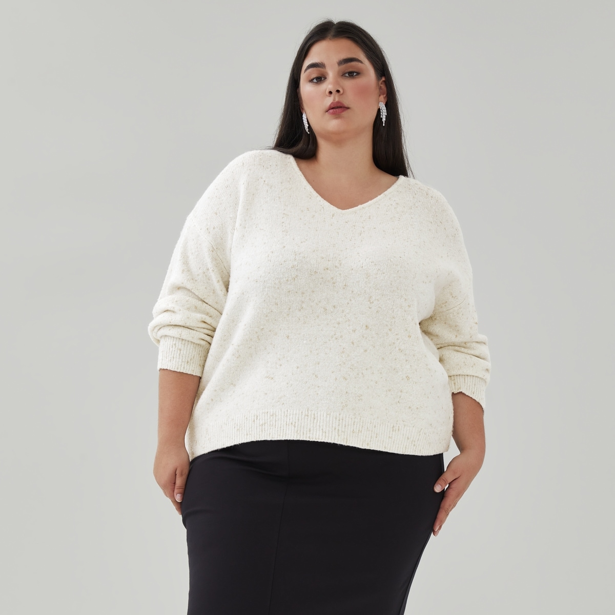 Chandail mouchet  fil Lurex Femmes+ - Crme