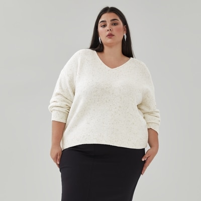 Chandail moucheté à fil Lurex Femmes+ - Crème