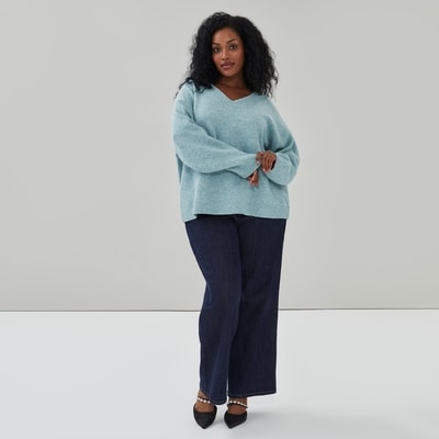 Women+ Lurex Speckled Pullover - Light Blue