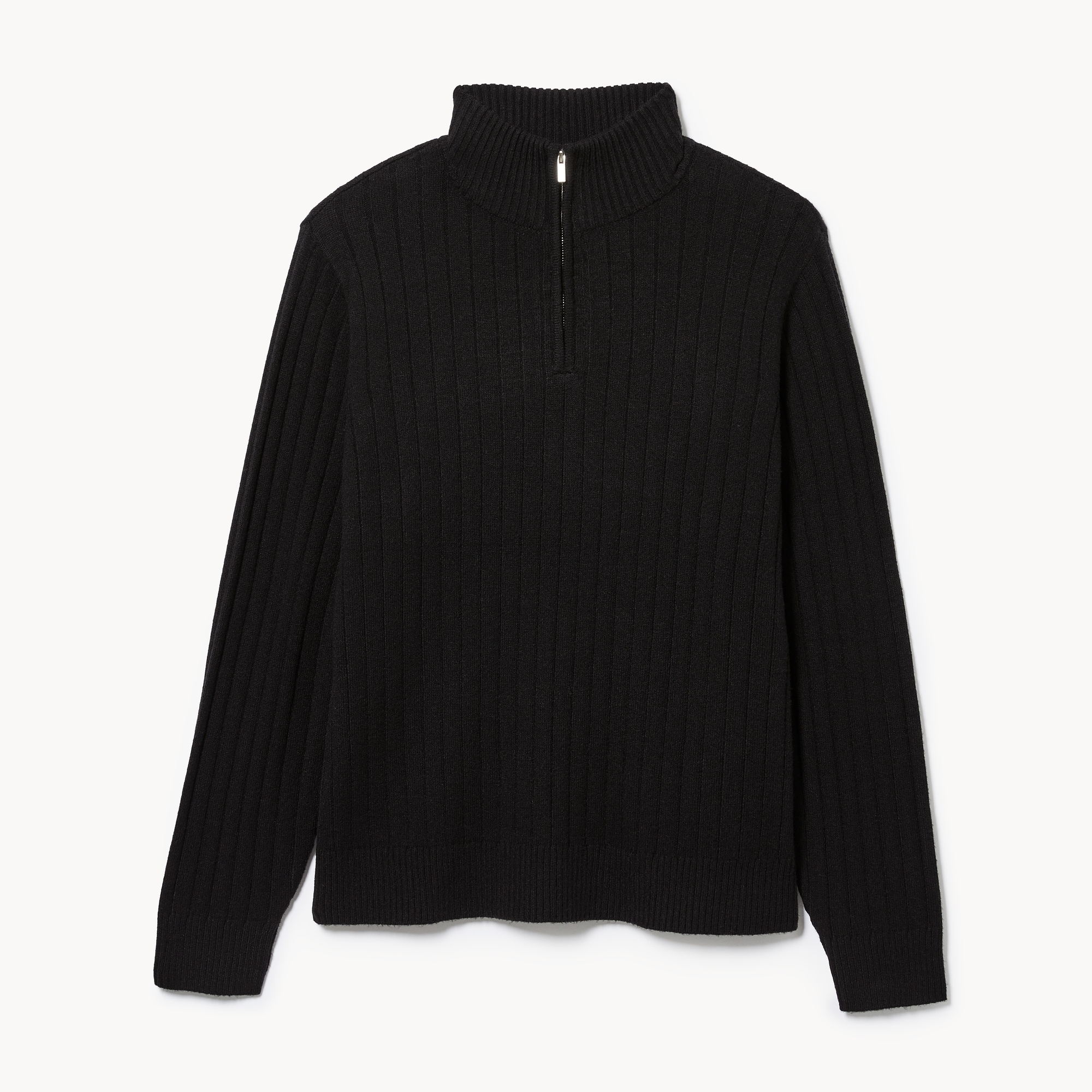 Women+ Ribbed Quarter-Zip Pullover in JF Black from Joe Fresh