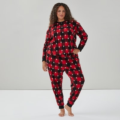 Ensemble pyjama des Fêtes en molleton Femmes+ - Rouge Foncé