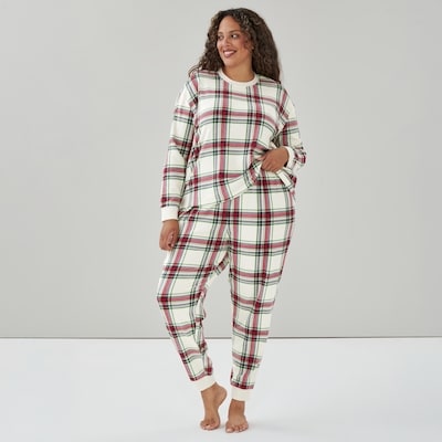 Ensemble pyjama des Fêtes en molleton Femmes+ - Écru