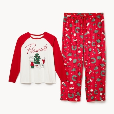 Women+ Peanuts Snoopy Festive Sleep Set - Red