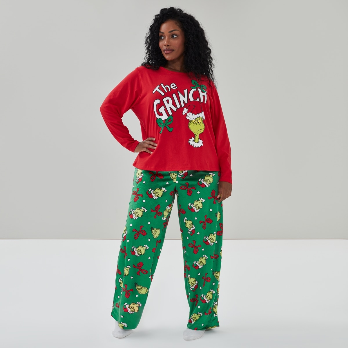 Women+ Grinch Festive Sleep Set - Red