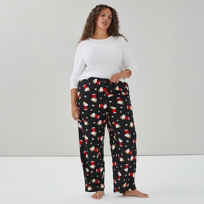 Women+ Peanuts Snoopy Festive Sleep Pant - Black