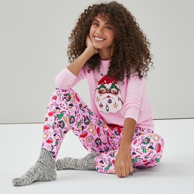 Festive Cotton Sleep Pant - Bright Pink