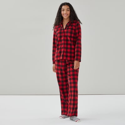 Festive Printed Sleep Set - Dark Red